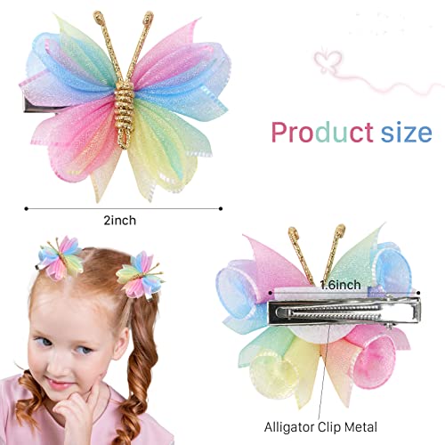 Oaoleer Hair Clips, 10PCS Mini Butterfly Hair Barrettes, 2" Tulle Mesh, Colorful Butterfly Hair Accessories for Baby Girls Women Halloween Cosplaying Party Decor - Image 4