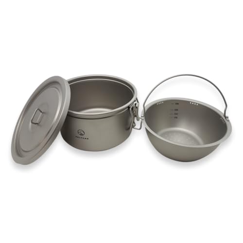 Valtcan 2000ml Titanium Rice Cooker Pot with Locking Lid 67 fl oz, Grade 1 No Coating PFAS-Free, Inner Pot with Measurement Marks, Ultralight 589g Camping Cookware for Backpacking Home Kitchen - Image 5