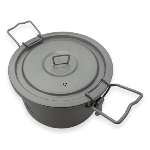 Valtcan 2000ml Titanium Rice Cooker Pot with Locking Lid 67 fl oz, Grade 1 No Coating PFAS-Free, Inner Pot with Measurement Marks, Ultralight 589g Camping Cookware for Backpacking Home Kitchen - Image 3