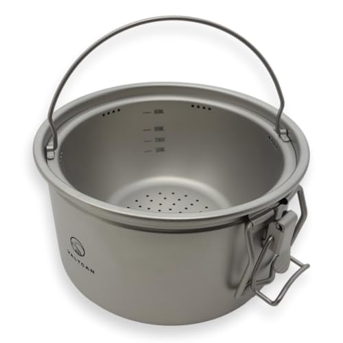 Valtcan 2000ml Titanium Rice Cooker Pot with Locking Lid 67 fl oz, Grade 1 No Coating PFAS-Free, Inner Pot with Measurement Marks, Ultralight 589g Camping Cookware for Backpacking Home Kitchen - Image 2
