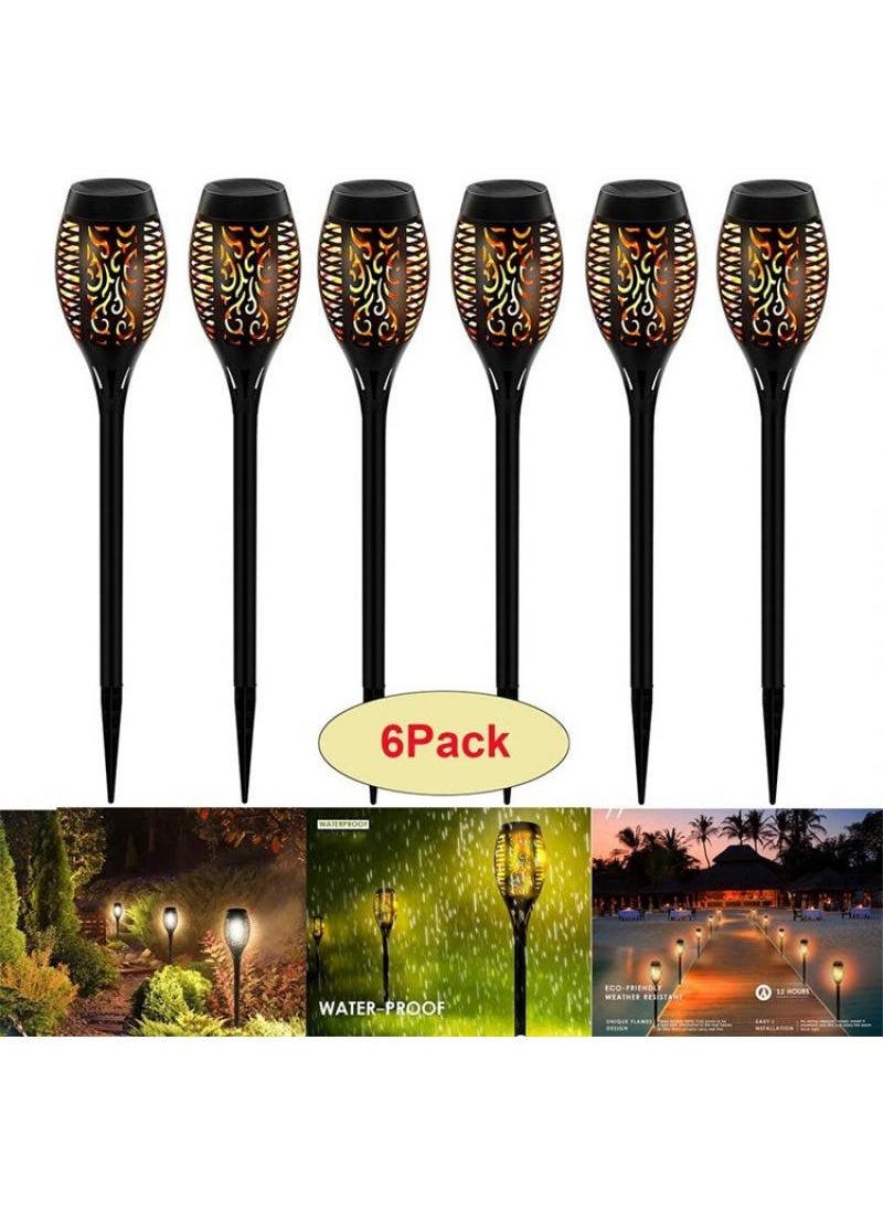Bluejw 6-Piece Solar Powered Flame Lamp Torch Light Set Black  - Image 1