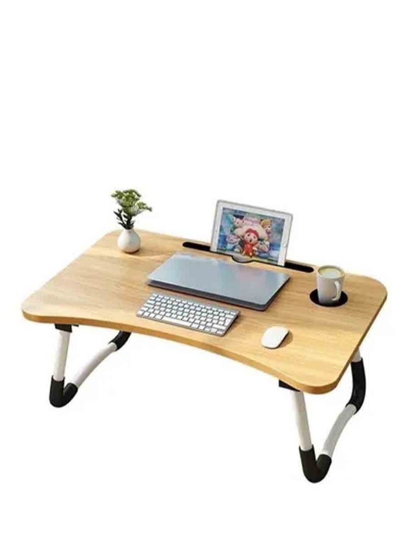 سي او أرماء طاولة لابتوب محمولة بيج وقابلة للطي مع حامل أكواب وجهاز آي باد - Image 3