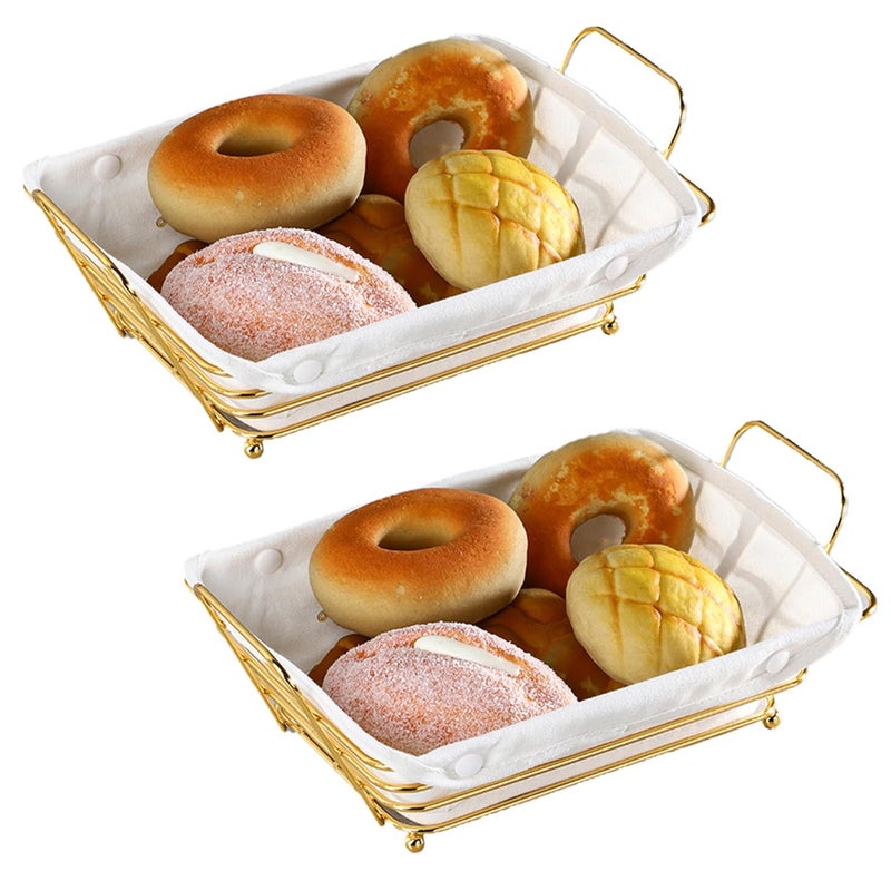 Sthrucrack Gold Baskets for Bread Serving, Parties Gold Wire Basket for Fruit Vegetables Bread (2) - Image 2