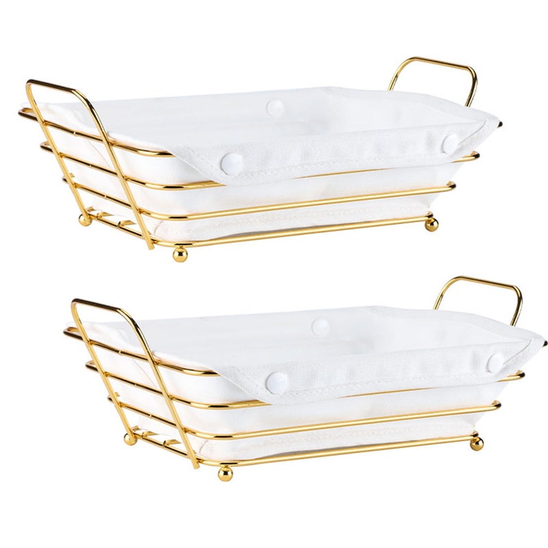 Sthrucrack Gold Baskets for Bread Serving, Parties Gold Wire Basket for Fruit Vegetables Bread (2) - Image 1