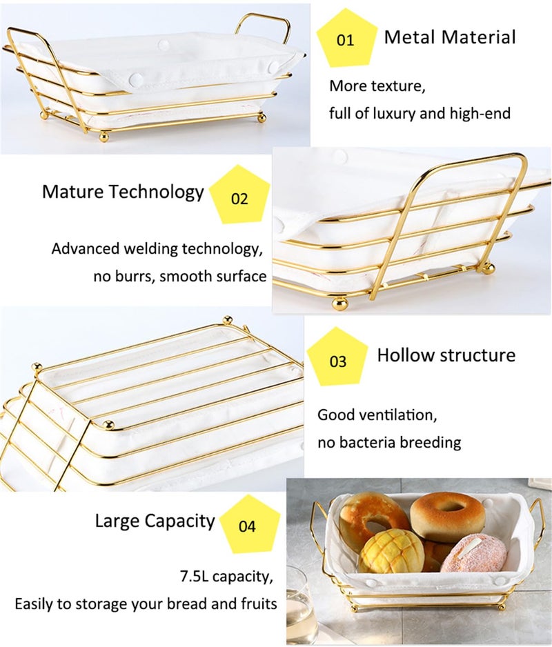 Sthrucrack Gold Baskets for Bread Serving, Parties Gold Wire Basket for Fruit Vegetables Bread (2) - Image 5