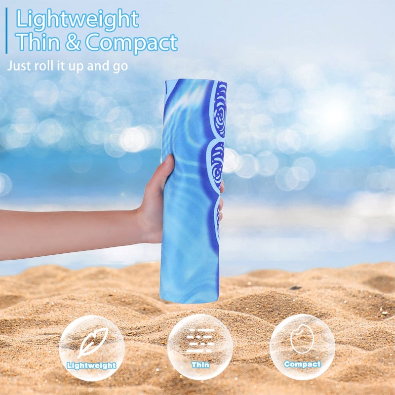 TwoYek 2 Pack Microfiber Thin Beach Towel Lightweight 71x32 Oversized Extra Large Sand Free Towels Quick Dry for Travel Pool Yoga Gym Sports Beach Accessories Vacation Essential Gift - Image 2