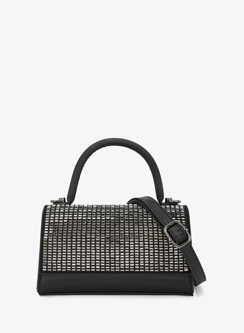 Embellished Satchel Bag With Detachable Strap