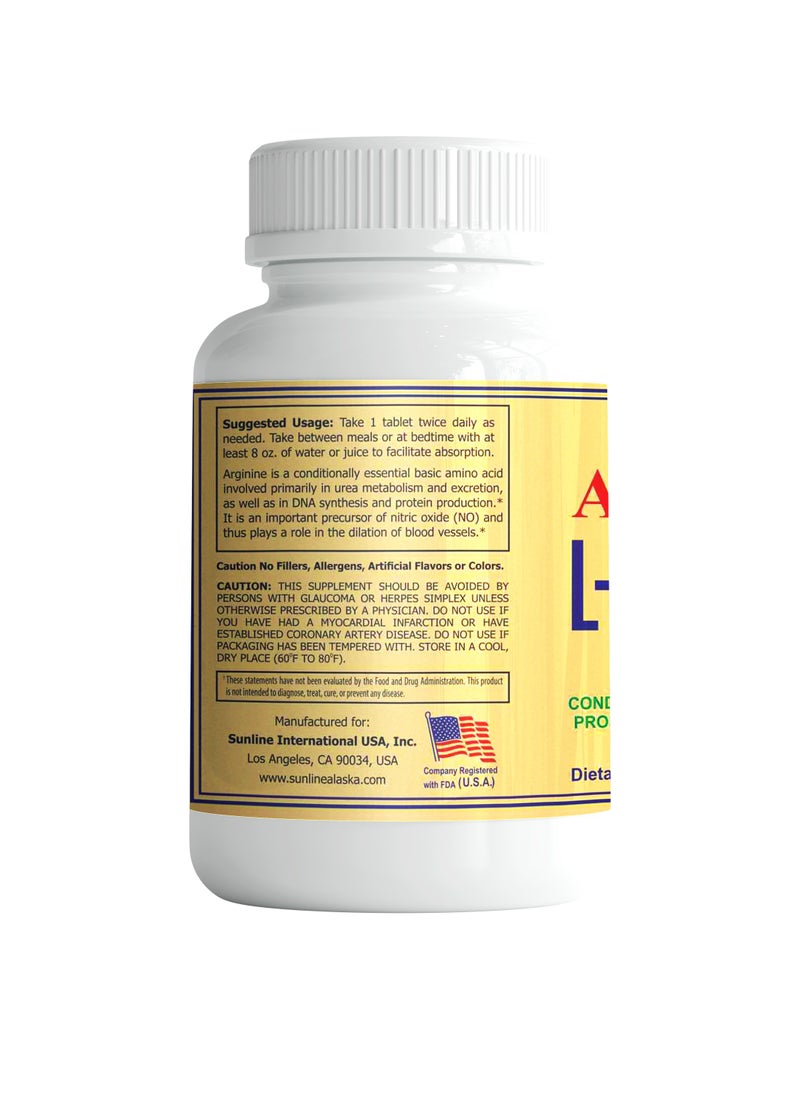 Sunline Sunline Alaska L-Arginine 1000 mg, 90 Capsules - Nitric Oxide Precursor for Vascular Health  - Image 2