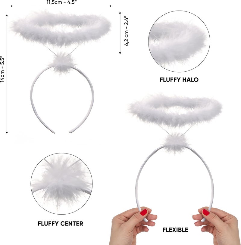 Funcredible White Angel Halo Headband – Feathered Halo Costume Accessory for Adults - Image 2