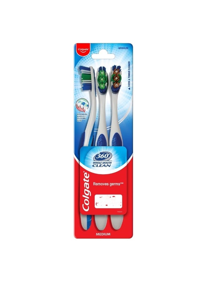 Colgate 360 Whole Mouth Clean Toothbrush - 3Pcs