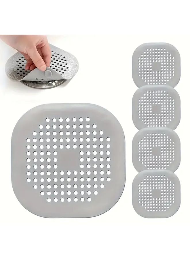 4 Pack Grey Anti Clogging Shower Drain Cover With Hair Catcher For Bathroom Sink - Image 2