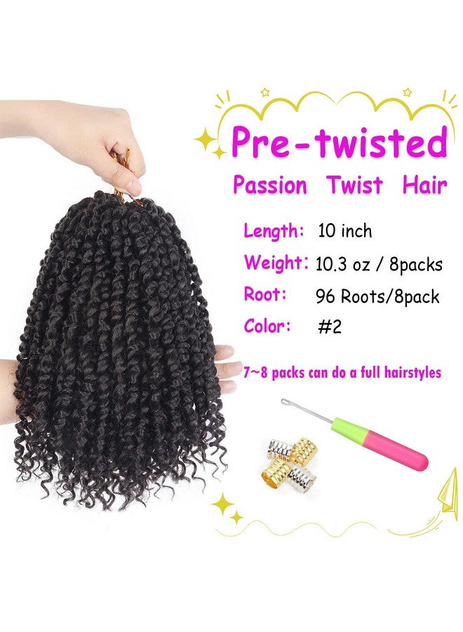 Bileaf Pre-twisted Passion Twist Crochet Hair 10 Inch 8 Packs Crochet Passion Twists, Pre Looped Short Passion Twist Hair Crochet Braids Bohemian Crochet Hair #2 - Image 3