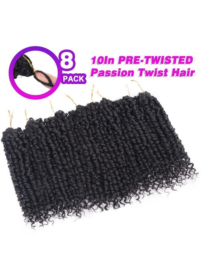 Bileaf Pre-twisted Passion Twist Crochet Hair 10 Inch 8 Packs Crochet Passion Twists, Pre Looped Short Passion Twist Hair Crochet Braids Bohemian Crochet Hair #2 - Image 2