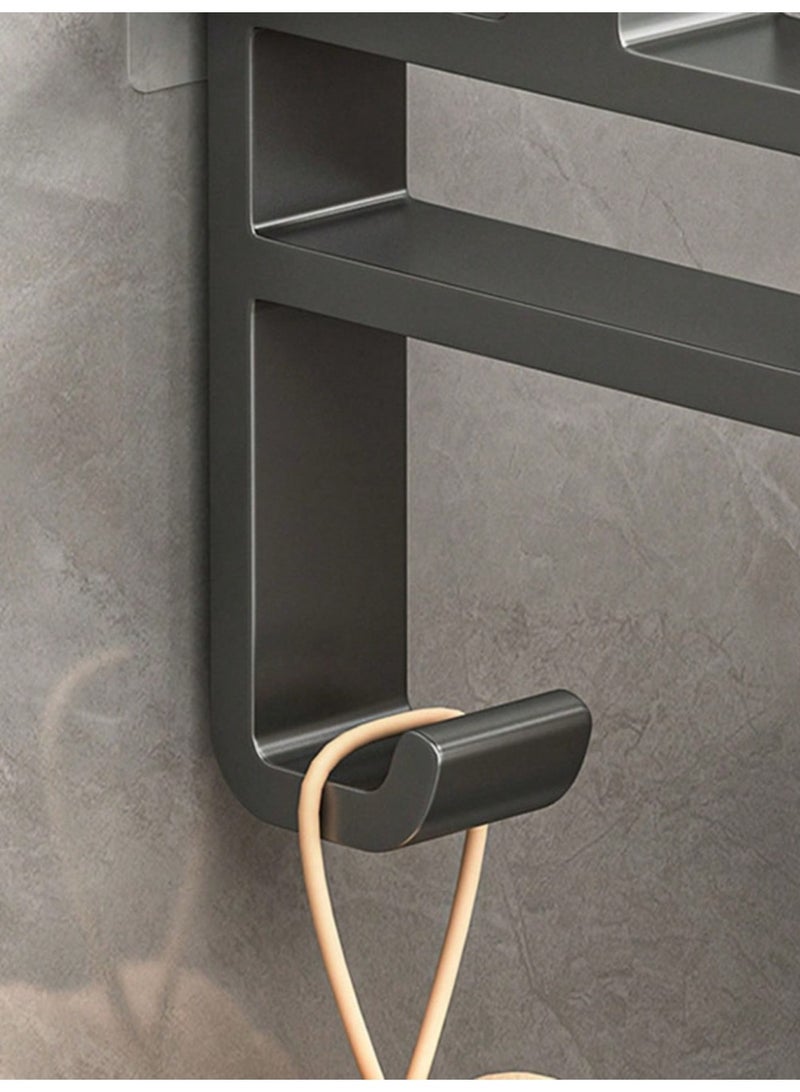 3-Bar Towel Rack, Wall Mounted Towel Holder with Hooks, Space-Saving Bathroom Towel Hanger, No Drill Towel Rail, Aluminum Towel Organizer, Multi-Use Towel Bar for Bathroom, Kitchen & Home - Image 3