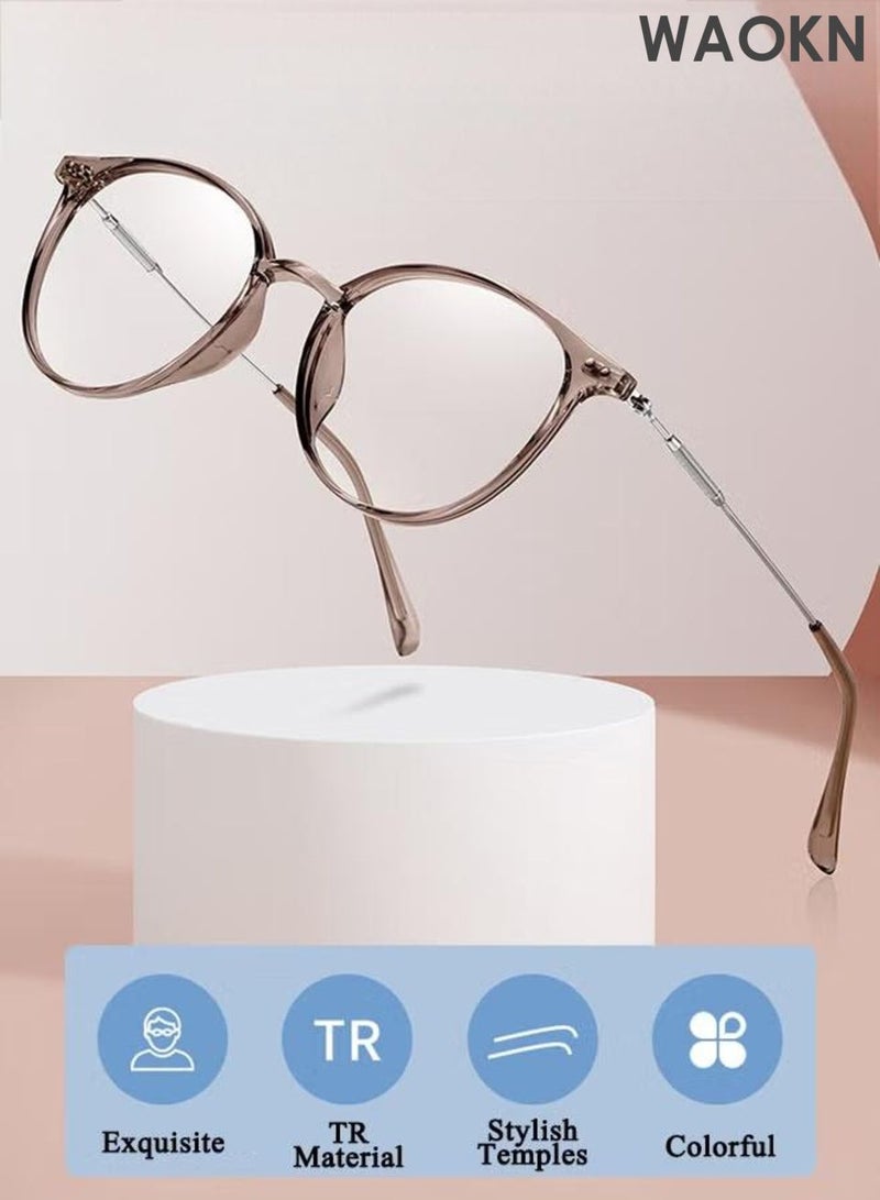 WAOKN Blue Light Blocking Glasses, Blue Light Filter Computer Reading Gaming TV Phones Round Eyeglasses Fashion Anti Eyestrain Headache Eyewear,Ultra light and easy to wear, anti blue light flat lens,Ultra lightweight material,unisex. - Image 5