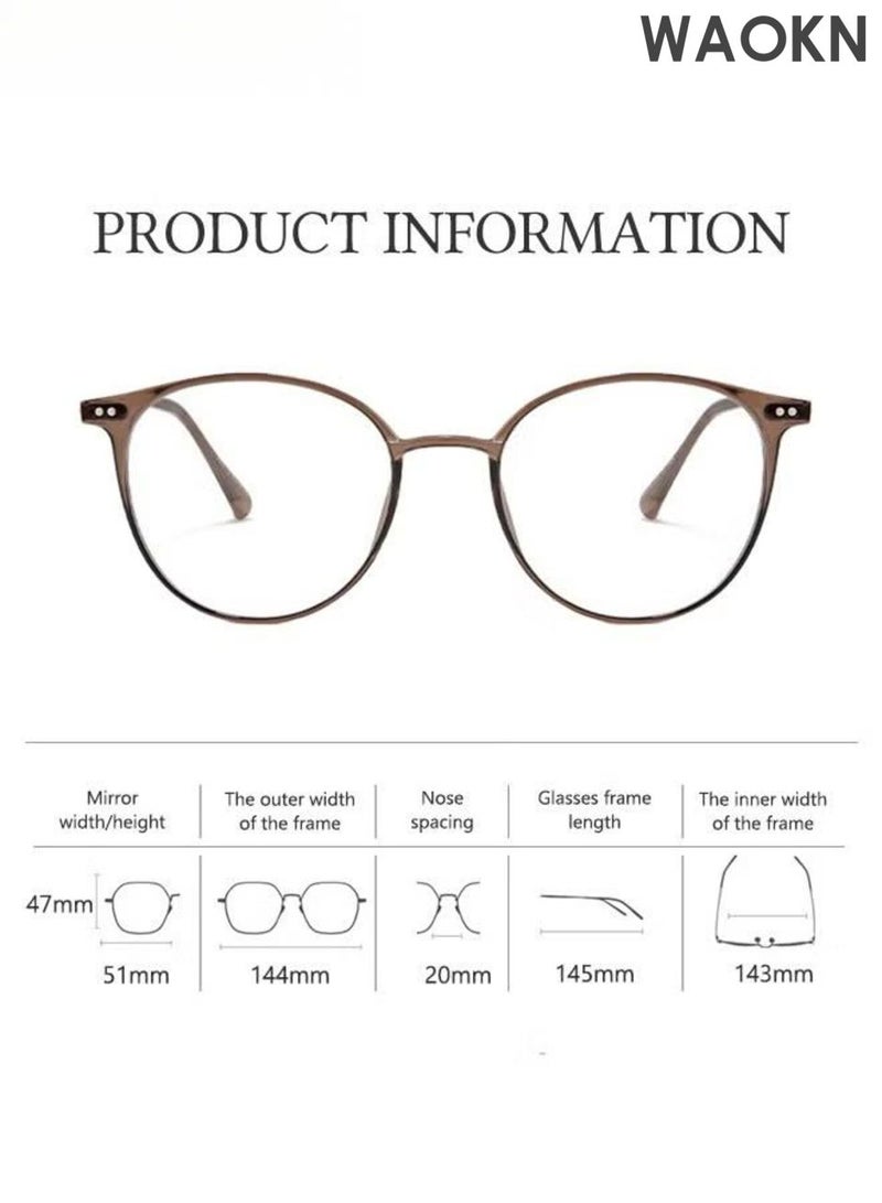 WAOKN Blue Light Blocking Glasses, Blue Light Filter Computer Reading Gaming TV Phones Round Eyeglasses Fashion Anti Eyestrain Headache Eyewear,Ultra light and easy to wear, anti blue light flat lens,Ultra lightweight material,unisex. - Image 4