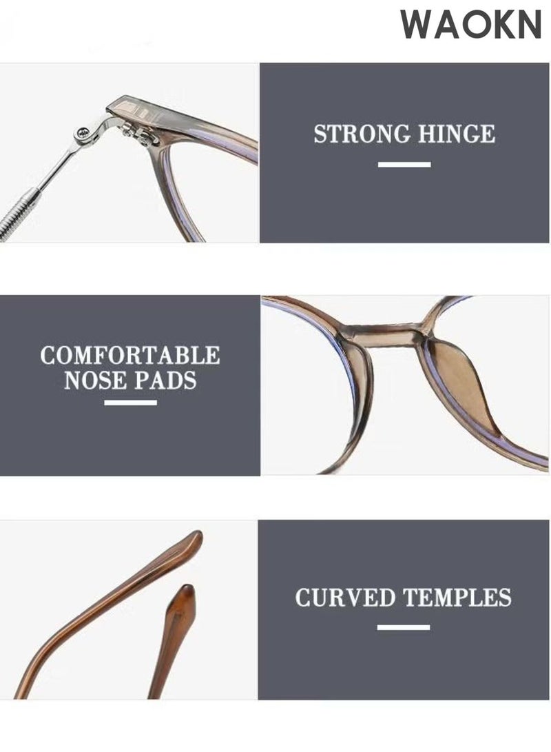 WAOKN Blue Light Blocking Glasses, Blue Light Filter Computer Reading Gaming TV Phones Round Eyeglasses Fashion Anti Eyestrain Headache Eyewear,Ultra light and easy to wear, anti blue light flat lens,Ultra lightweight material,unisex. - Image 3