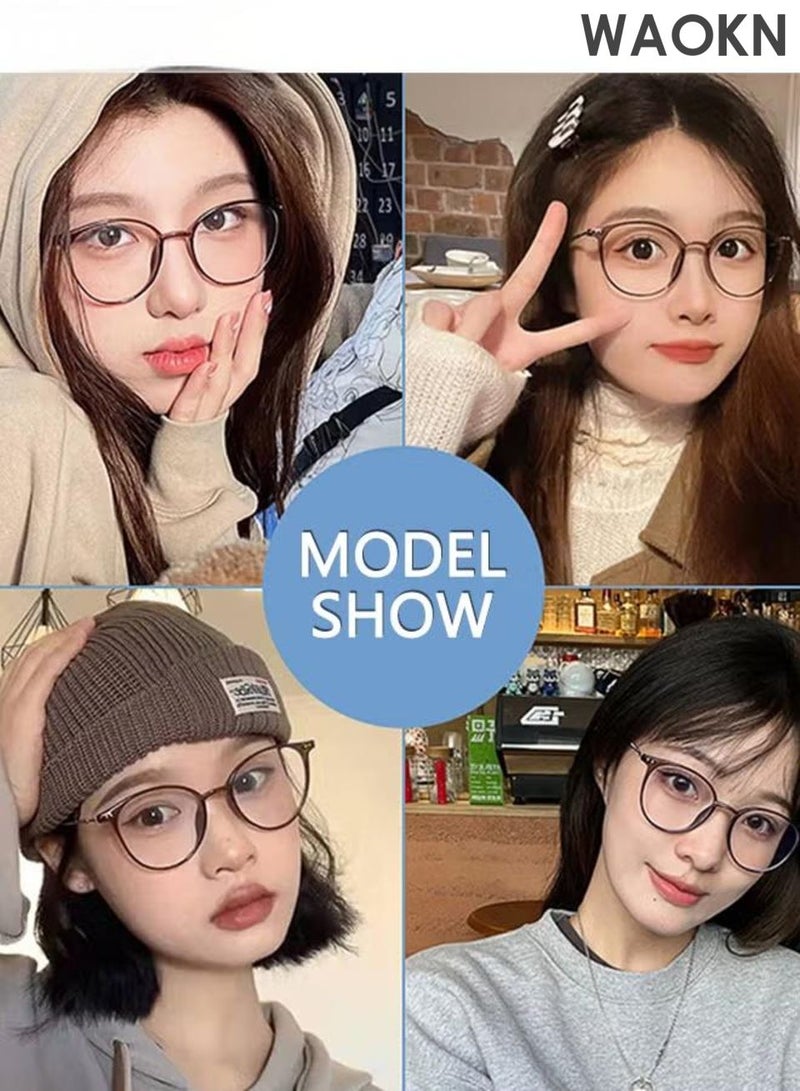 WAOKN Blue Light Blocking Glasses, Blue Light Filter Computer Reading Gaming TV Phones Round Eyeglasses Fashion Anti Eyestrain Headache Eyewear,Ultra light and easy to wear, anti blue light flat lens,Ultra lightweight material,unisex. - Image 2