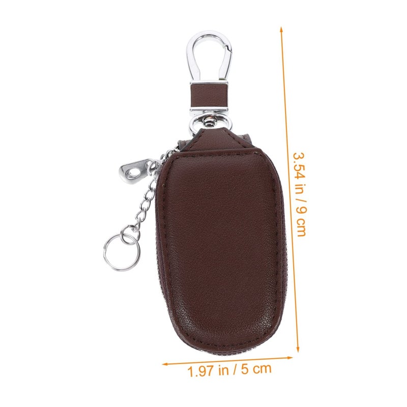 Leather Car Key Storage Pouch Large Capacity Multipurpose Bag With Hook - Image 3