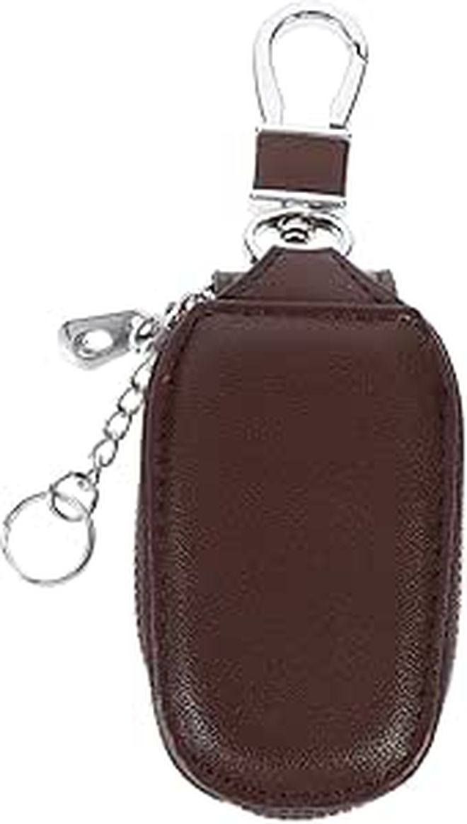 Leather Car Key Storage Pouch Large Capacity Multipurpose Bag With Hook - Image 1