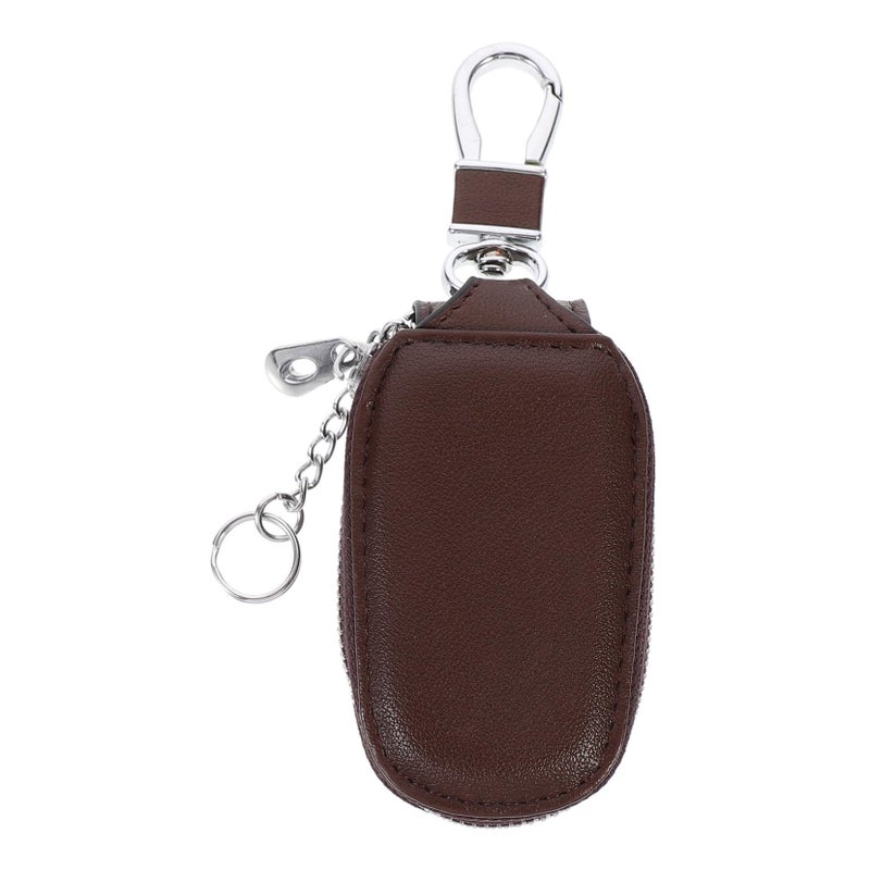 Leather Car Key Storage Pouch Large Capacity Multipurpose Bag With Hook - Image 2