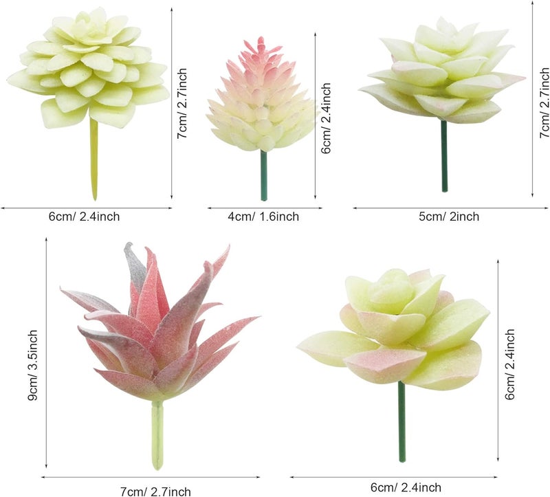 Cayway 20 PCS Artificial Succulents Picks Creamy White Artificial Succulent Plants, Fake Succulent Assortment in Flocked in Different Type for Indoor and Outdoor Home Decor Floral Arrangements - Image 3