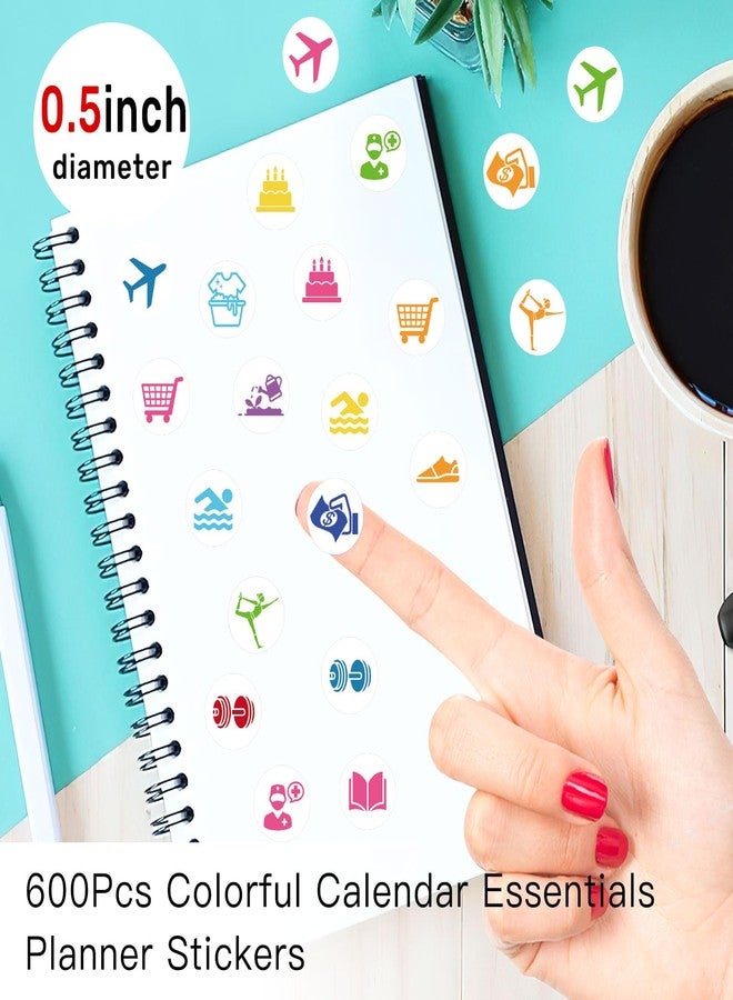 GSCWLD 600PCS Daily Planner Stickers, 0.5" Adventure Variety Pack for Travel Planning, Workout&Fitness, Scrapbooking, Calendars, Decorating, Birthdays, Reading, Family Events, to Do Appointments - Image 3