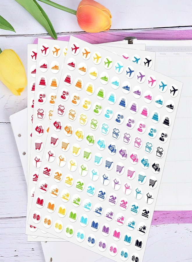GSCWLD 600PCS Daily Planner Stickers, 0.5" Adventure Variety Pack for Travel Planning, Workout&Fitness, Scrapbooking, Calendars, Decorating, Birthdays, Reading, Family Events, to Do Appointments - Image 4