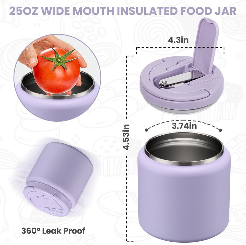 إتسيلف حساء إتسلايف ثيرمو للأطعمة الساخنة للبالغين 32 أونصة حاويات غداء واسعة الفم جرة طعام ساخن معزولة بالفراغ من الفولاذ المقاوم للصدأ صندوق بينتو مانع ل��تسرب مع ملعقة (760-أرجواني) - Image 5