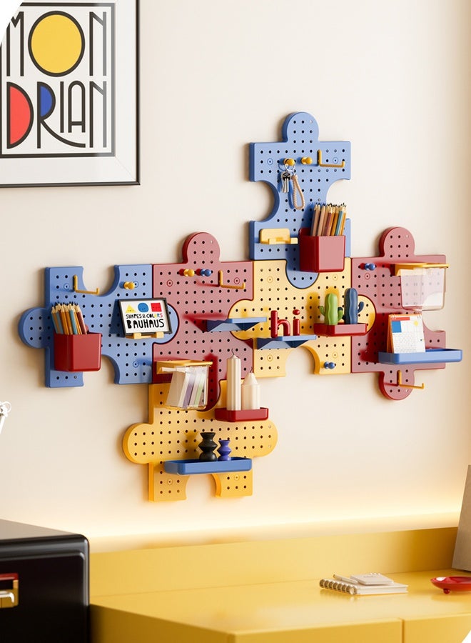 3-Piece Colorful Pegboard Wall Organizer Kit, Puzzle-Style Wall Mount Display Peg Board For Crafts Organization, Ornaments Display, Desk Pegboard Combination Kit For Office Kitchen Bedroom Living Room - Image 1