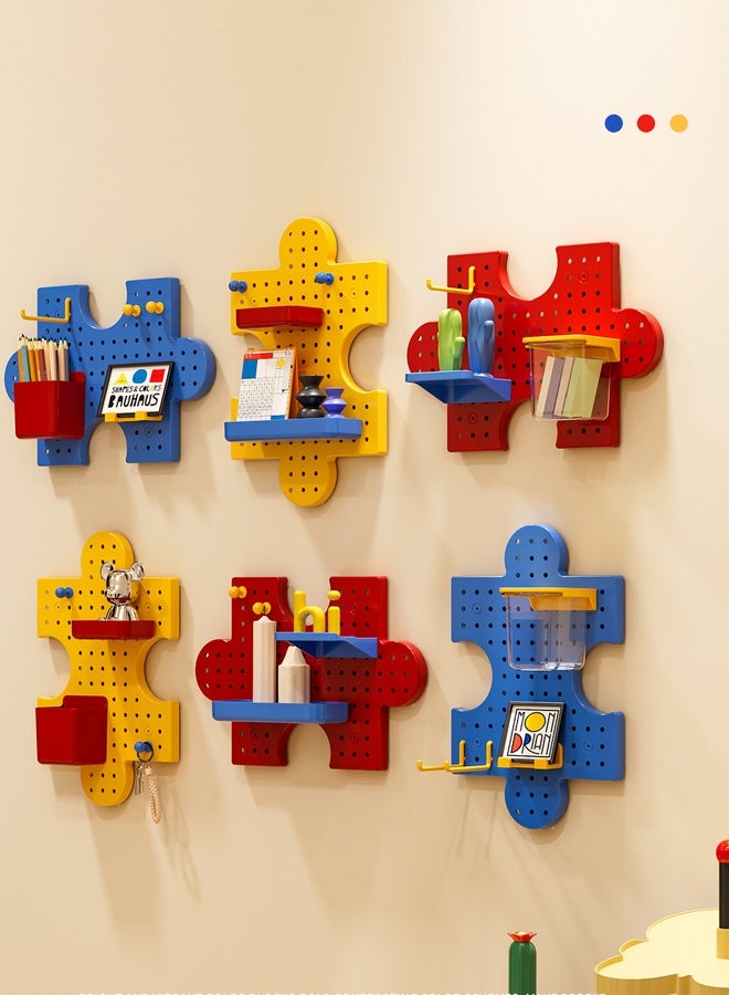3-Piece Colorful Pegboard Wall Organizer Kit, Puzzle-Style Wall Mount Display Peg Board For Crafts Organization, Ornaments Display, Desk Pegboard Combination Kit For Office Kitchen Bedroom Living Room - Image 2