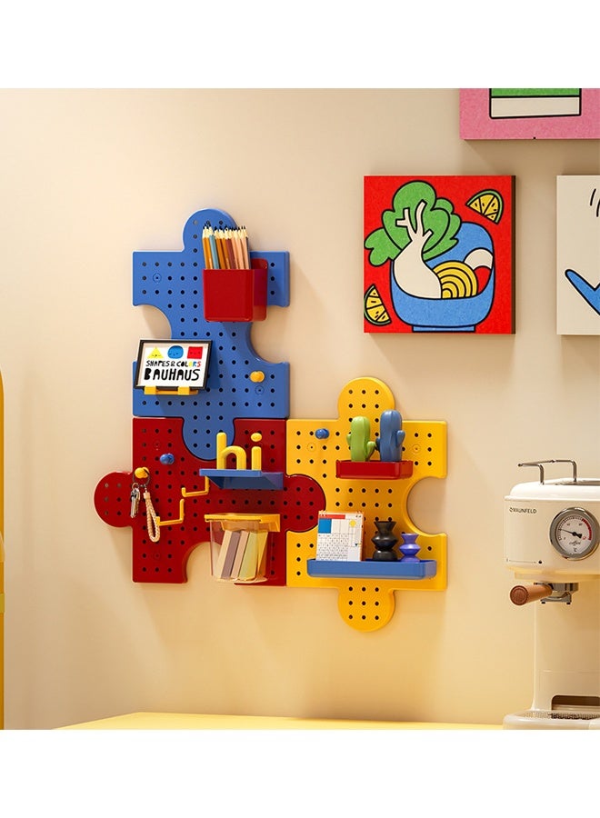 3-Piece Colorful Pegboard Wall Organizer Kit, Puzzle-Style Wall Mount Display Peg Board For Crafts Organization, Ornaments Display, Desk Pegboard Combination Kit For Office Kitchen Bedroom Living Room - Image 3