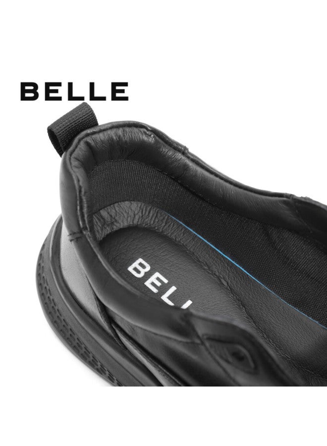 Belle Men's Casual Leather Business Sports Shoes A1354am5 Black Single Layer 2 43 - Image 5