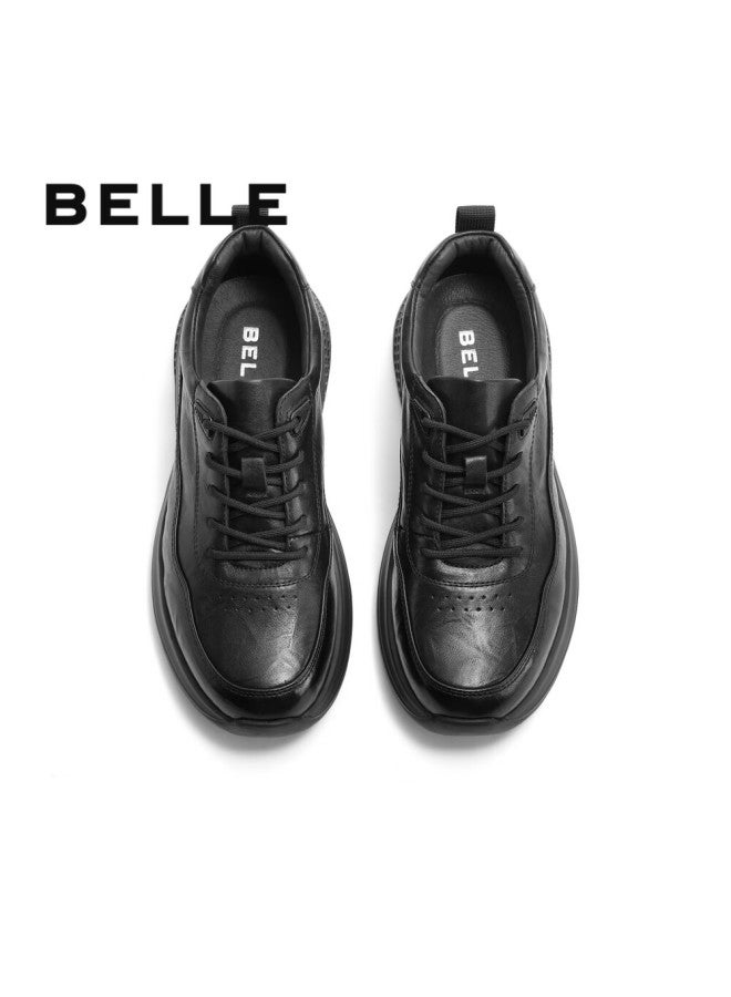 Belle Men's Casual Leather Business Sports Shoes A1354am5 Black Single Layer 2 43 - Image 2