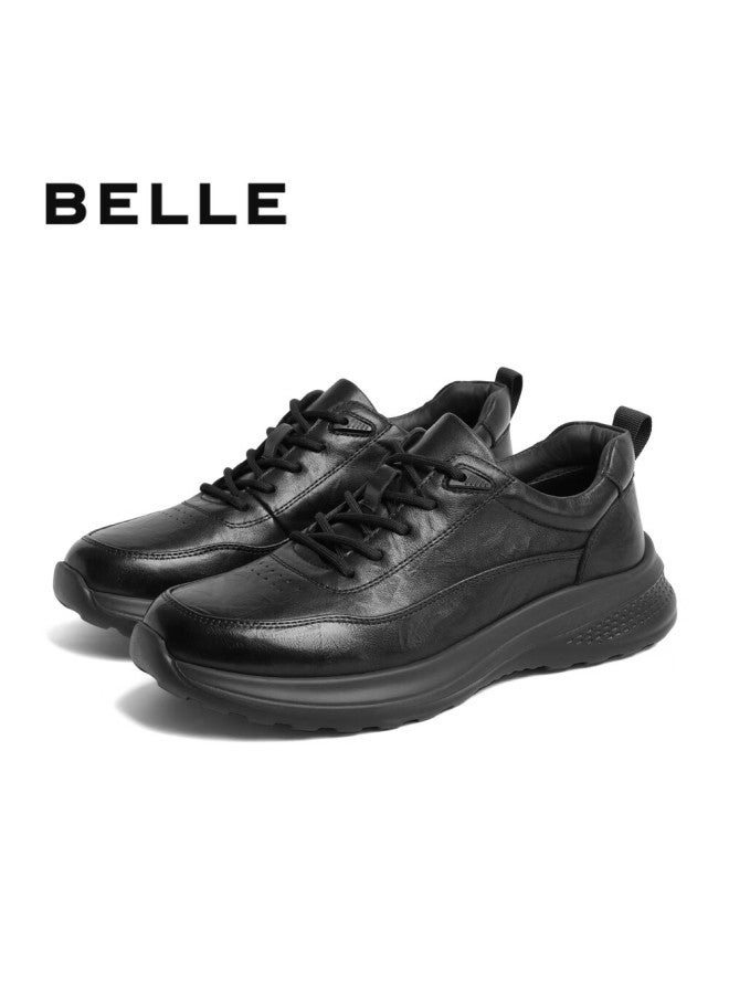 Belle Men's Casual Leather Business Sports Shoes A1354am5 Black Single Layer 2 43 - Image 4