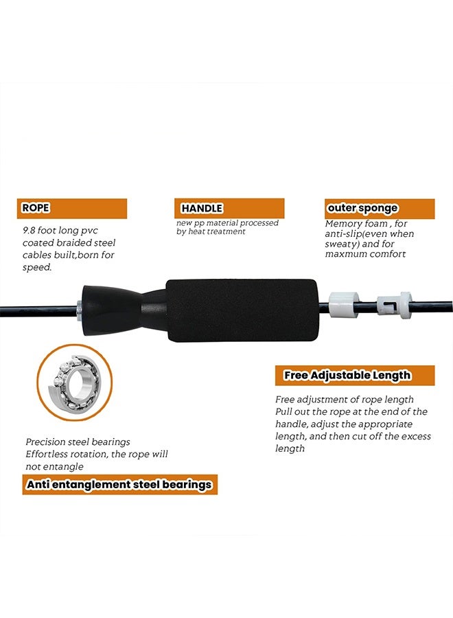 BOFAN 9.8 feet Adjustable Tangle-Free jumping rope exercise fitness home adult professional fat burning for fitness and weight loss - Image 2