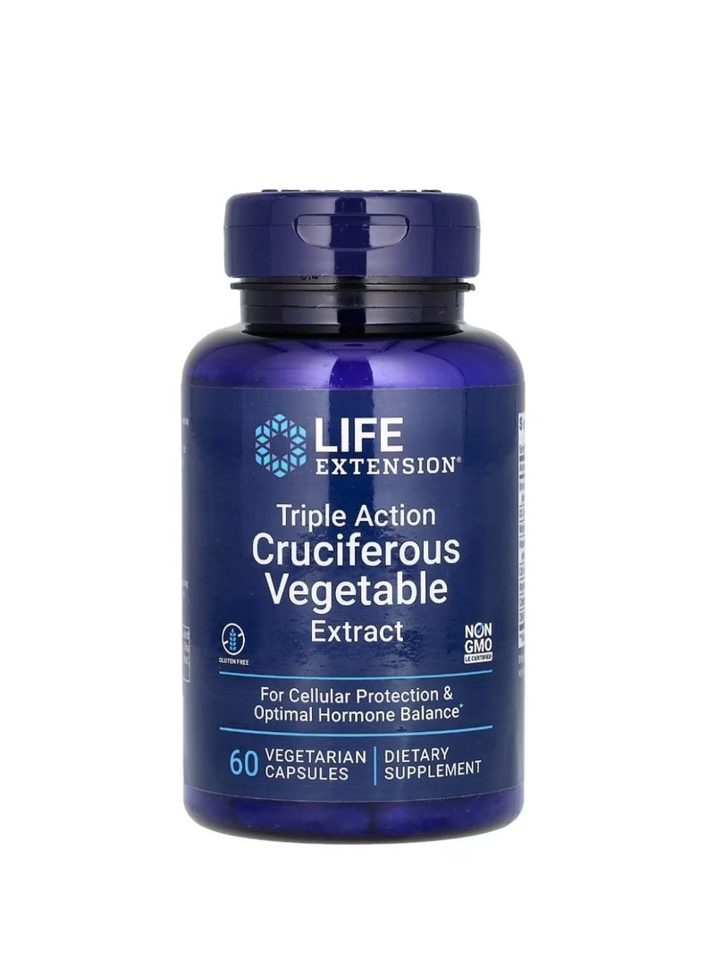 Life Extension Triple Action Cruciferous Vegetable Extract 60 Vegetarian Capsules - Image 1