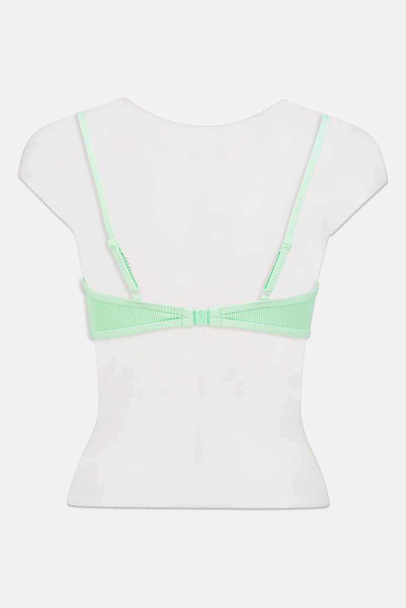 In A Seashell Women Non Padded Non Wire Textured Bikini Top, Green  - Image 2