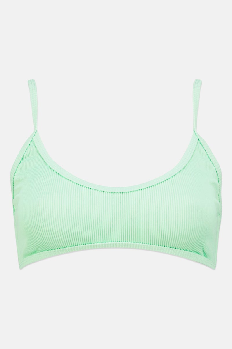 In A Seashell Women Non Padded Non Wire Textured Bikini Top, Green  - Image 1