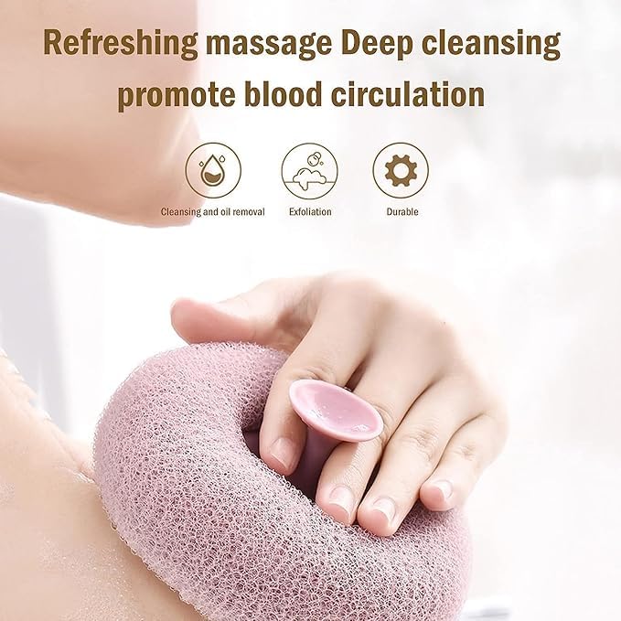 CLICKSWIFT إسفنجة استحمام مقشرة CLICKSWIFT لإزالة الطين والأوساخ للجسم || لوفة رغوية دائرية للرجال والنساء والأطفال || فرك فائق النعومة مع كوب شفط 1 قطعة متعددة الألوان - Image 4