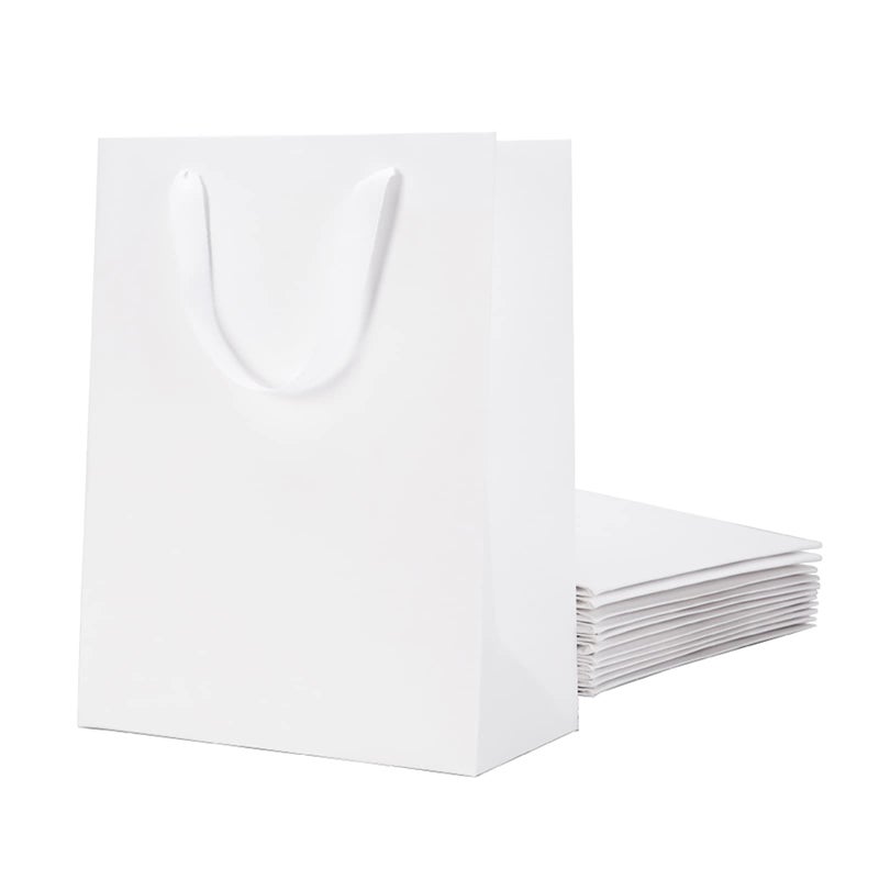 MALICPLUS 12 Large Gift Bags 10x5x13 Inches Premium Matte White Large Gift Bags with Handles for All OccasionGrain Textured Finish