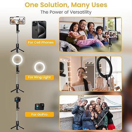 Kratos Upgraded 2026 Extendable Selfie Stick Tripod Stand up to 100 cms Long, 360° Rotation, Compatible with iPhone, Samsung, Vivo, Redmi, Oppo, Gopro and All Smartphones with Bluetooth Remote - Image 5