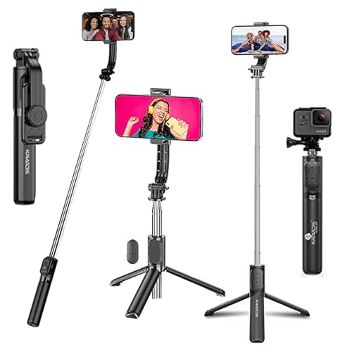 Kratos Upgraded 2026 Extendable Selfie Stick Tripod Stand up to 100 cms Long, 360° Rotation, Compatible with iPhone, Samsung, Vivo, Redmi, Oppo, Gopro and All Smartphones with Bluetooth Remote - Image 1