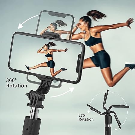 Kratos Upgraded 2026 Extendable Selfie Stick Tripod Stand up to 100 cms Long, 360° Rotation, Compatible with iPhone, Samsung, Vivo, Redmi, Oppo, Gopro and All Smartphones with Bluetooth Remote - Image 3