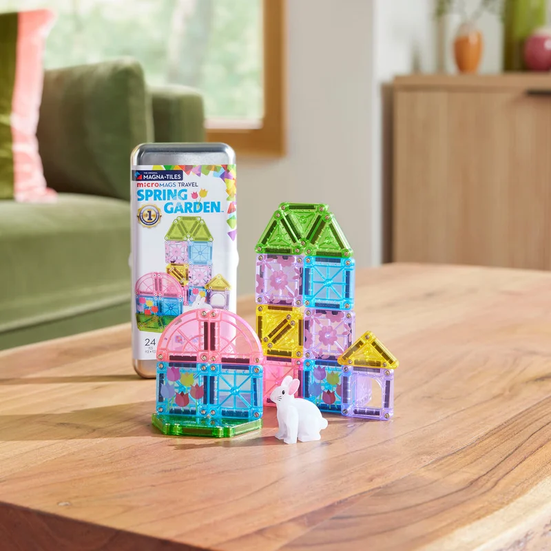 MAGNA-TILES microMAGS Spring Garden 24 Piece Travel Set