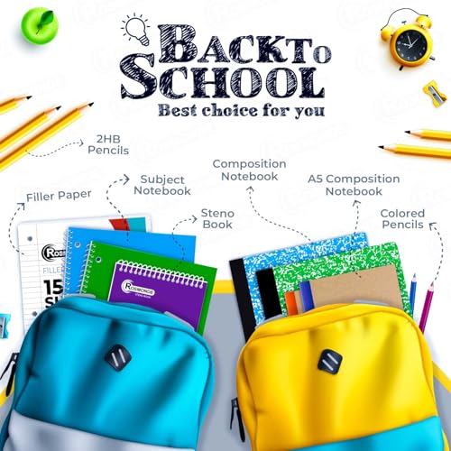 Rosmonde 5 Pack Composition Notebooks College Ruled, 200 No Bleed Pages (100 Sheets) 9-3/4x7-1/2 Notebooks for Work, Back to School Supplies for College Students, Notebooks for Women, Colors May Repeat - Image 5