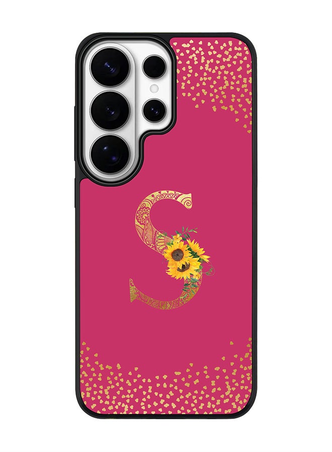 Stylizedd For Samsung Galaxy S26 Ultra Case, [Compatible with MagSafe] Slim Magnetic cover Phone Case - Custom Floral Monogram - S ( Deep Pink ) - Image 1
