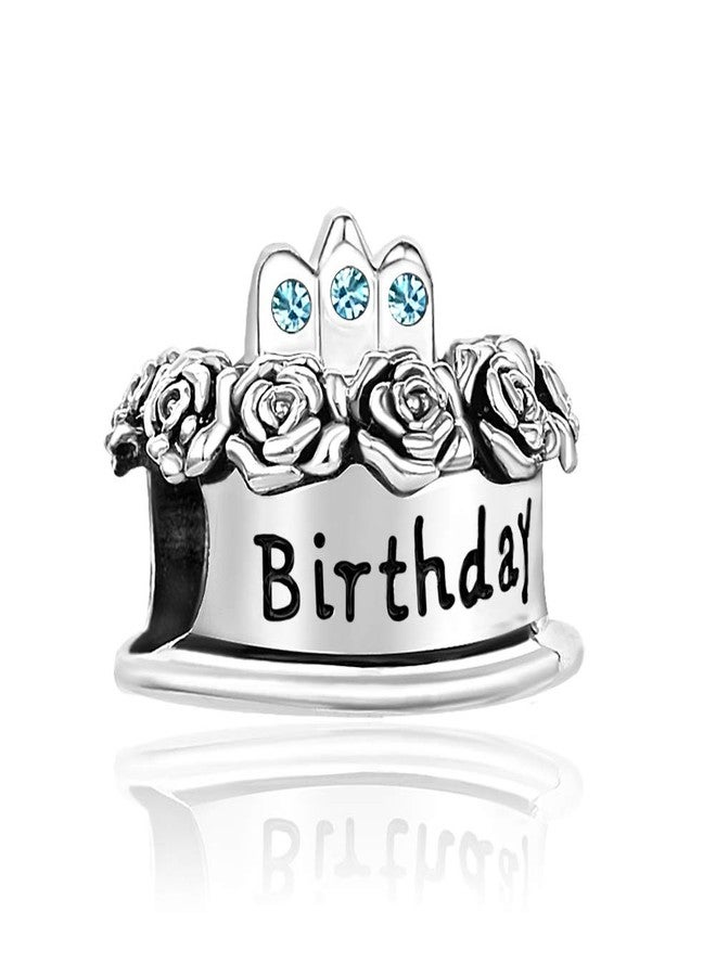 MiiFort March Blue Birthstones Birthday Charm Compatible with Pandora Charms Moments Bracelets Cake Candle Crown Cubic Zirconia - Image 3