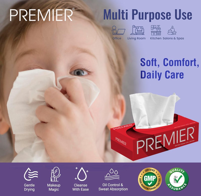 Premier 2-Ply Box Face Tissue Papers – 100 Pulls per Box (Pack of 4, 400 Pulls, 800 Sheets) –Ultra Soft, Gentle & Highly Absorbent Facial Tissues for Home, Office, Car & Travel | Red - Image 5