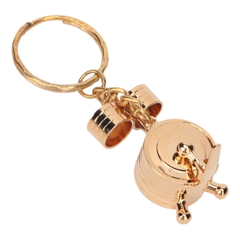قفل مفاتيح مجموعة الطبلات المصغرة: بنية معدنية ذهبية - مظهر مجموعة طبلات حقيقي، تصميم خفيف محمول لعشاق الموسيقى، زينة ملحق لحقيبة الظهر - Image 4